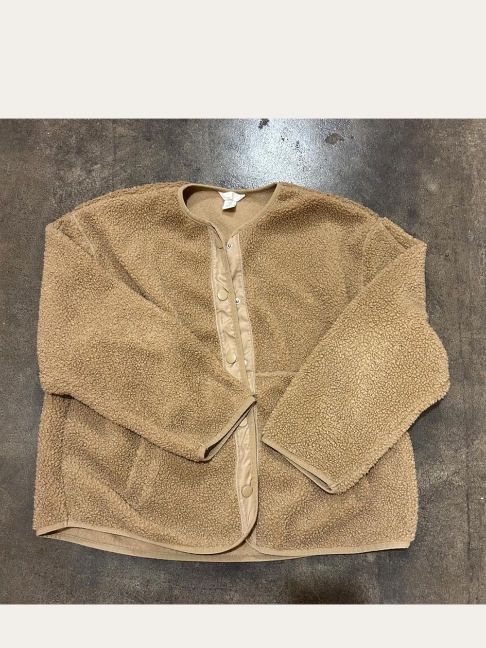 H&M Teddy Fleece Jacket in Camel Brown